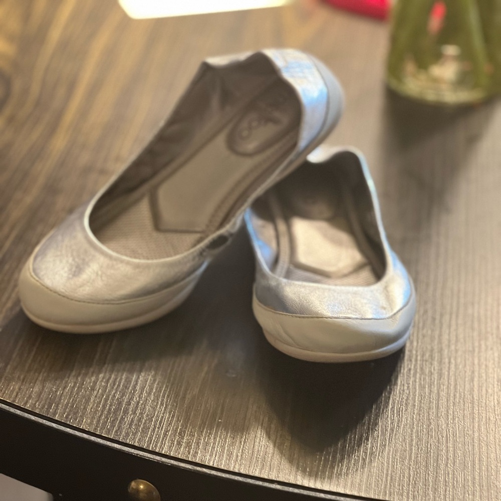 Silver and White soft flats 7